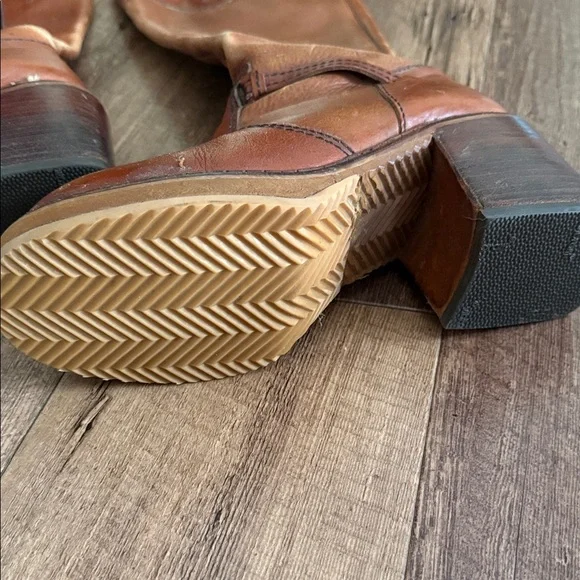 Vintage Tan Leather Heeled Boots Size 7.5 M - Picture 7 of 8